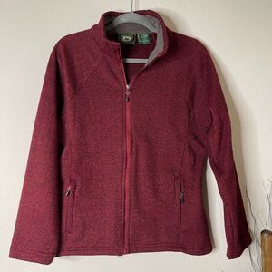 Stillwater Supply Burgundy Heathered Chevron Knit Zip Front Jacket Oversized S